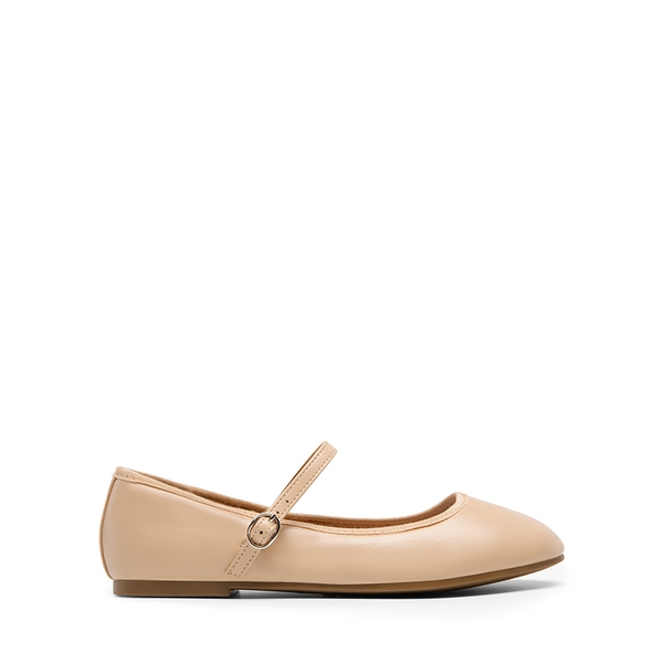 Buckle Round Toe Mary Jane Flats - NUDE-PU - 3
