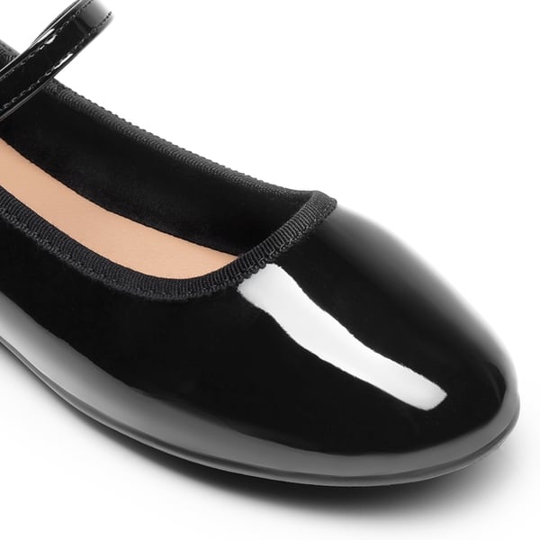 Buckle Round Toe Mary Jane Flats - BLACK-PAT - 4