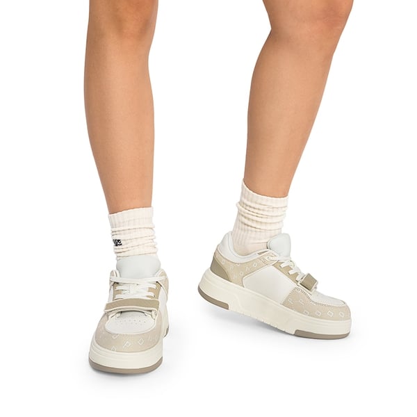 [Oli] Round-Toe Platform Fashion Sneakers - WHITE BEIGE - 1