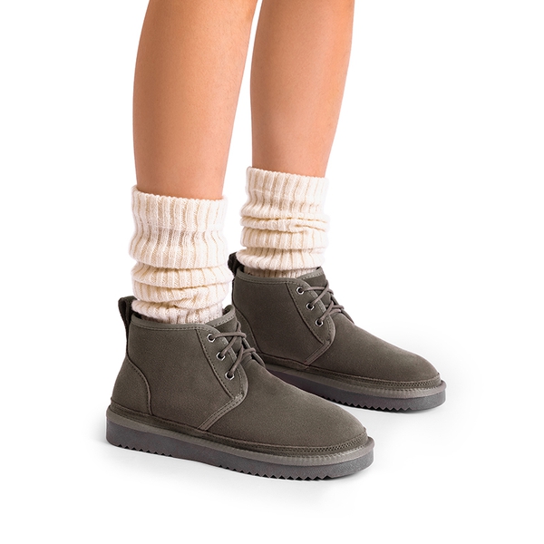 [FuzzyGo Women's Cozy] Non-Slip Faux Fur Suede Snow boots - TAUPE - 1