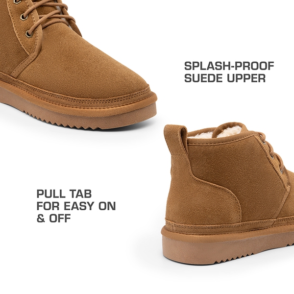 [FuzzyGo Women's Cozy] Non-Slip Faux Fur Suede Snow boots - CHESTNUT - 5