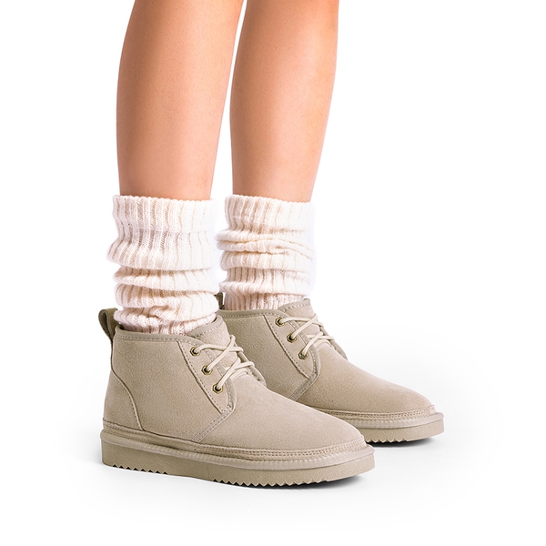 [FuzzyGo Women's Cozy] Non-Slip Faux Fur Suede Snow boots - SAND - 1