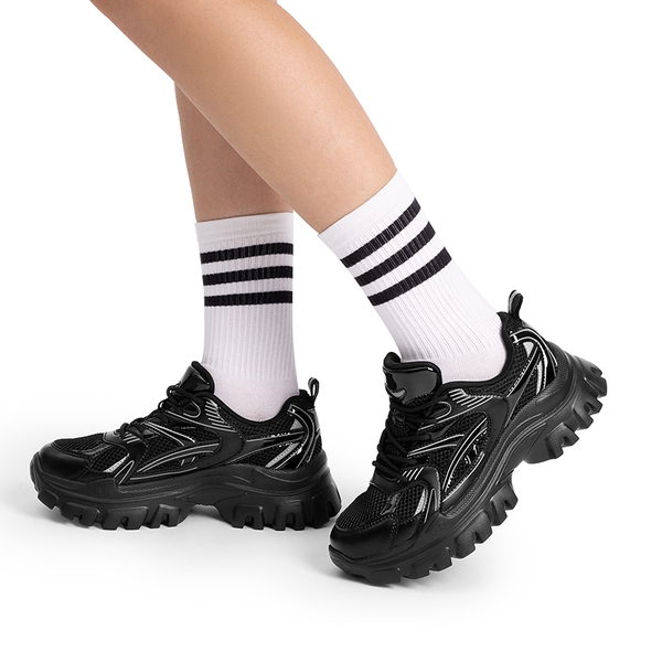 [Heidi] Comfortable Trendy Chunky Sneakers  - ALL BLACK - 2