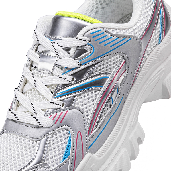 [Heidi] Comfortable Trendy Chunky Sneakers  - WHITE/SILVER - 6