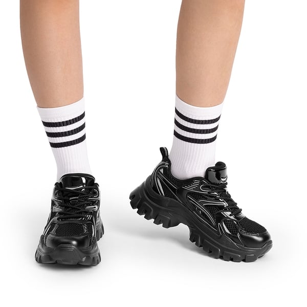 [Heidi] Comfortable Trendy Chunky Sneakers  - ALL BLACK - 1