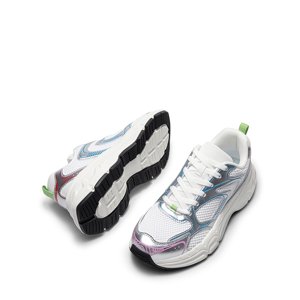 [Celi] Y2K-inspired Fashionable Mesh Walking Sneakers - SILVER/WHITE - 4