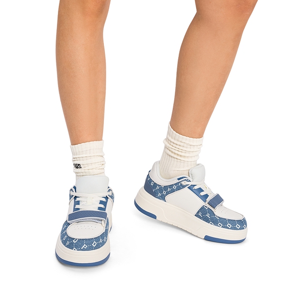 [Oli] Round-Toe Platform Fashion Sneakers - WHITE BLUE - 1