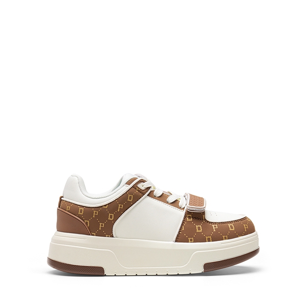 [Oli] Round-Toe Platform Fashion Sneakers - WHITE BROWN - 3