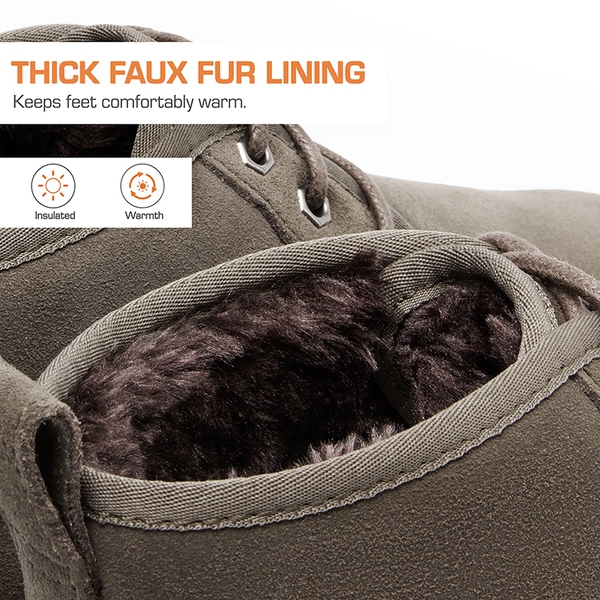 [FuzzyGo Women's Cozy] Non-Slip Faux Fur Suede Snow boots - TAUPE - 6