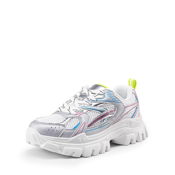 [Heidi] Comfortable Trendy Chunky Sneakers  - WHITE/SILVER -  0