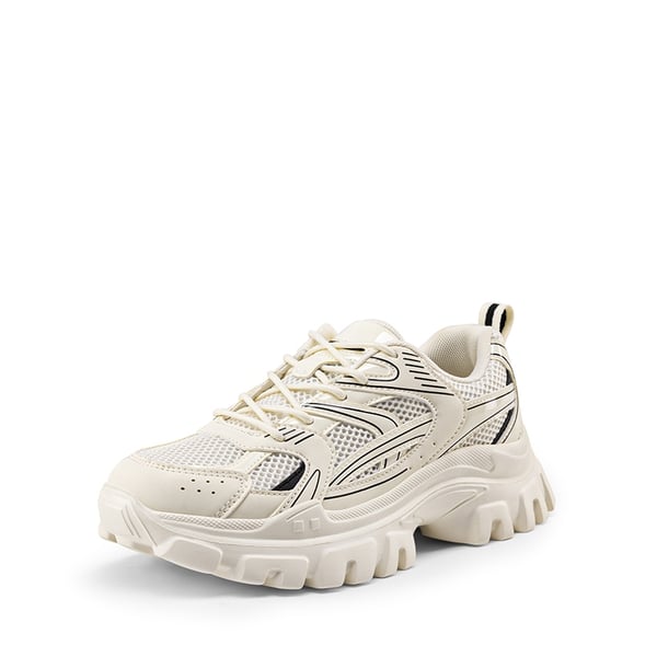 [Heidi] Comfortable Trendy Chunky Sneakers  - BEIGE-PU -  0