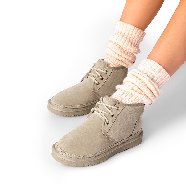 [FuzzyGo Women's Cozy] Non-Slip Faux Fur Suede Snow boots - SAND - 2