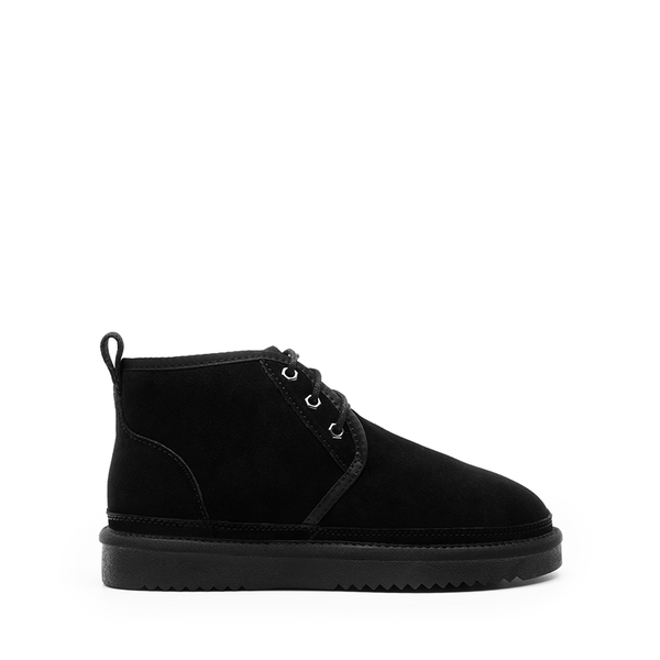 [FuzzyGo Women's Cozy] Non-Slip Faux Fur Suede Snow boots - BLACK - 3