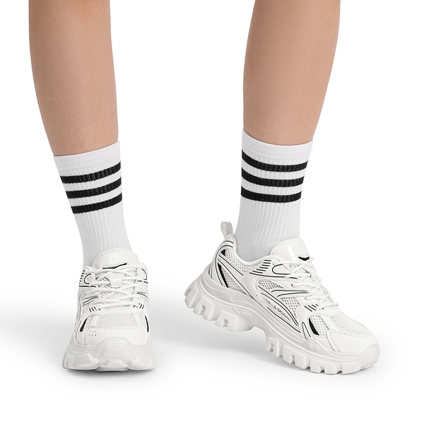 [Heidi] Comfortable Trendy Chunky Sneakers  - WHITE - 1