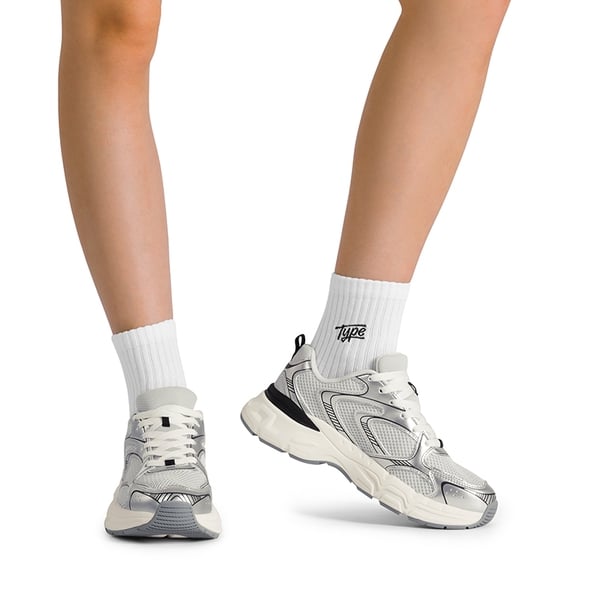[Celi] Y2K-inspired Fashionable Mesh Walking Sneakers - SILVER - 2