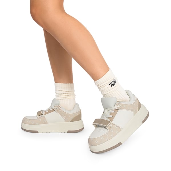 [Oli] Round-Toe Platform Fashion Sneakers - WHITE BEIGE - 2