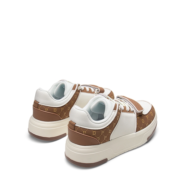 [Oli] Round-Toe Platform Fashion Sneakers - WHITE BROWN - 6