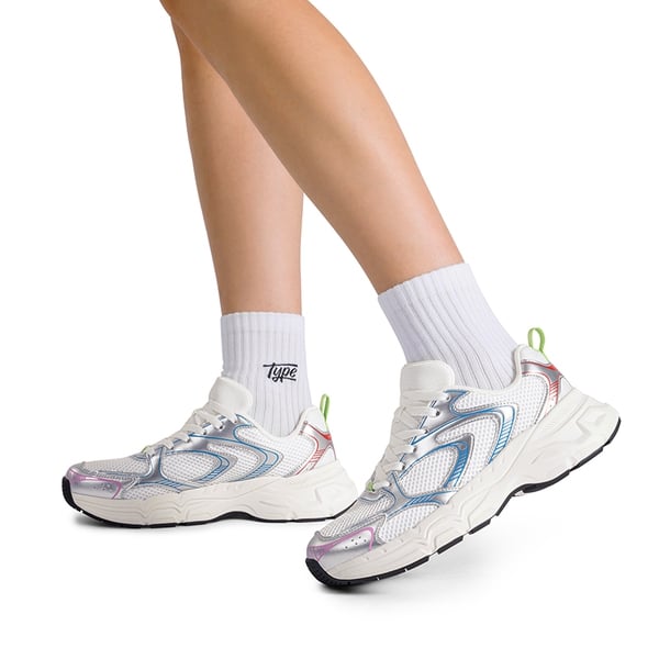 [Celi] Y2K-inspired Fashionable Mesh Walking Sneakers - SILVER/WHITE - 1