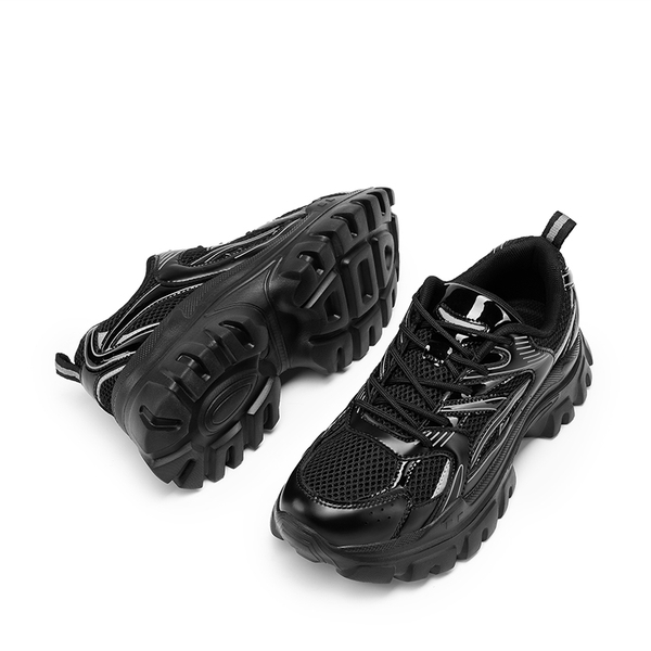 [Heidi] Comfortable Trendy Chunky Sneakers  - ALL BLACK - 4