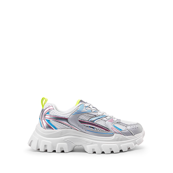 [Heidi] Comfortable Trendy Chunky Sneakers  - WHITE/SILVER - 3