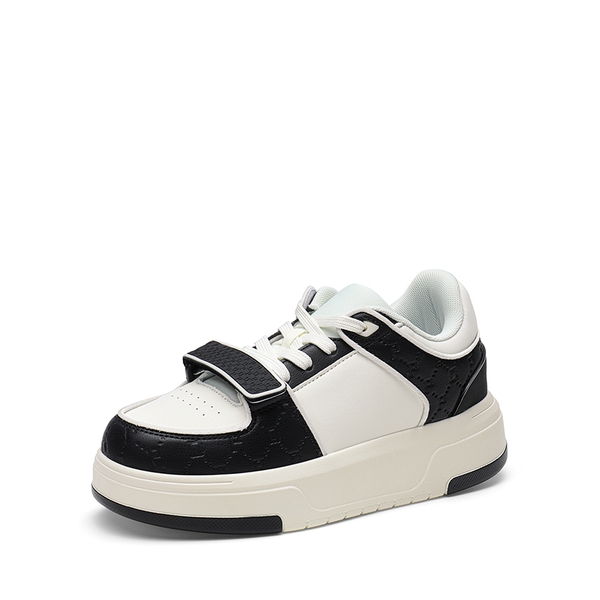 [Oli] Round-Toe Platform Fashion Sneakers - WHITE BLACK -  0