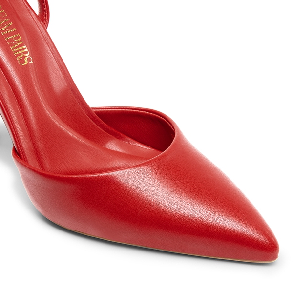 Pointed-Toe Stiletto High Heel Pumps - RED-PU - 5