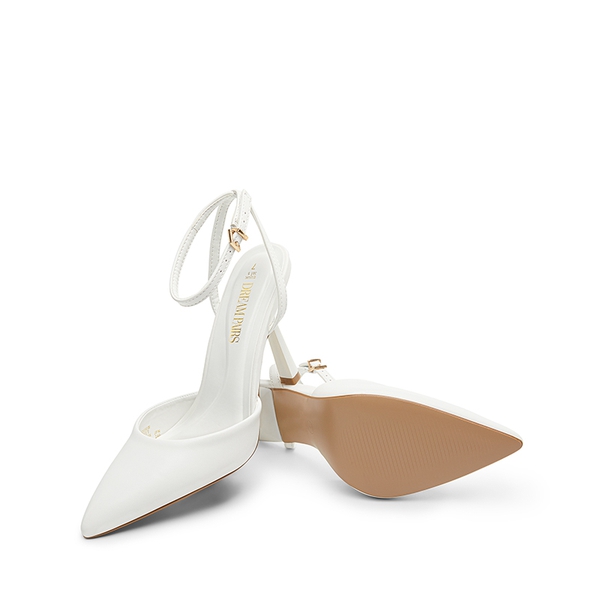 Pointed-Toe Stiletto High Heel Pumps - WHITE-PU - 6