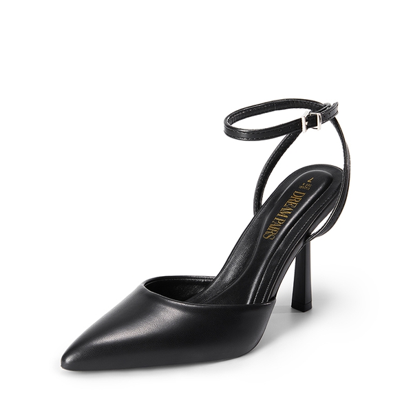 Pointed-Toe Stiletto High Heel Pumps - BLACK-PU -  0