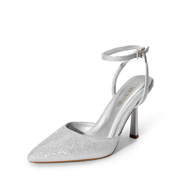 Pointed-Toe Stiletto High Heel Pumps - SILVER-GLITTER -  0