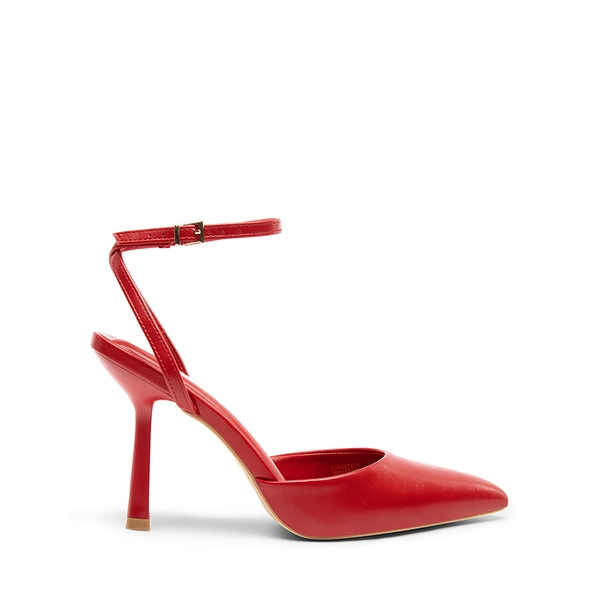 Pointed-Toe Stiletto High Heel Pumps - RED-PU - 3