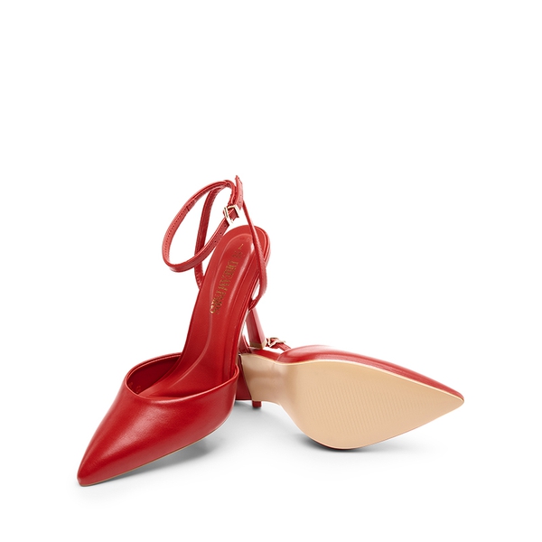 Pointed-Toe Stiletto High Heel Pumps - RED-PU - 6