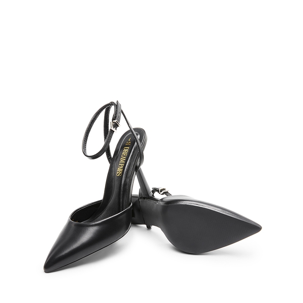 Pointed-Toe Stiletto High Heel Pumps - BLACK-PU - 6