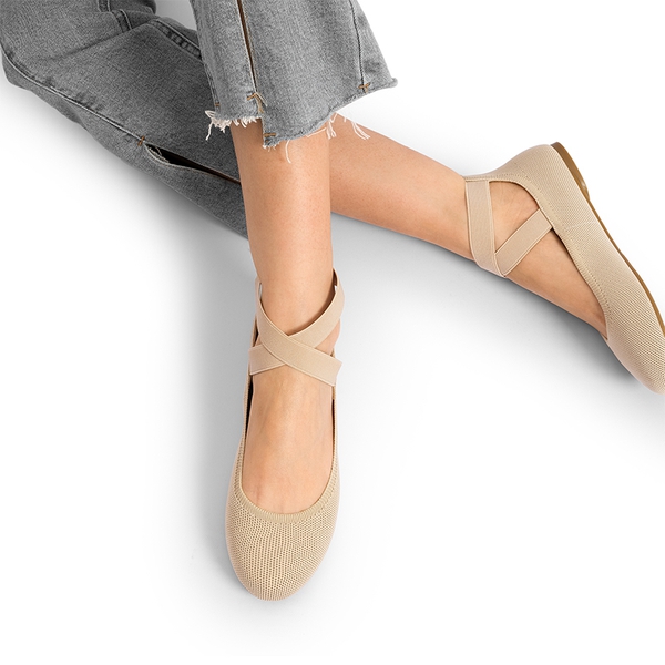 Ankle Strap Knit Ballet Flats DREAM PAIRS
