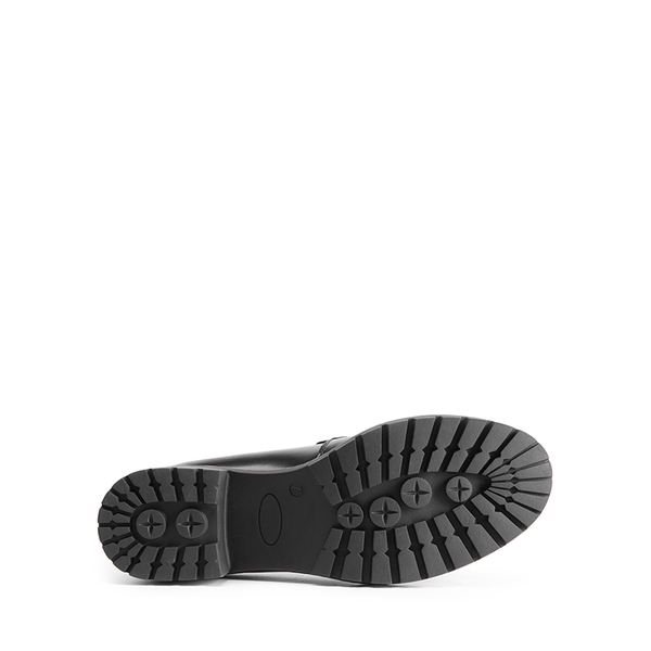 Block Heel Slip-On Classic Loafers - BLACK-PU - 4