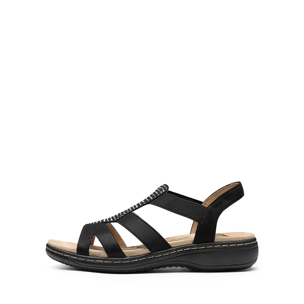Strappy Suede Arch Support Flat Sandals - BLACK - 3