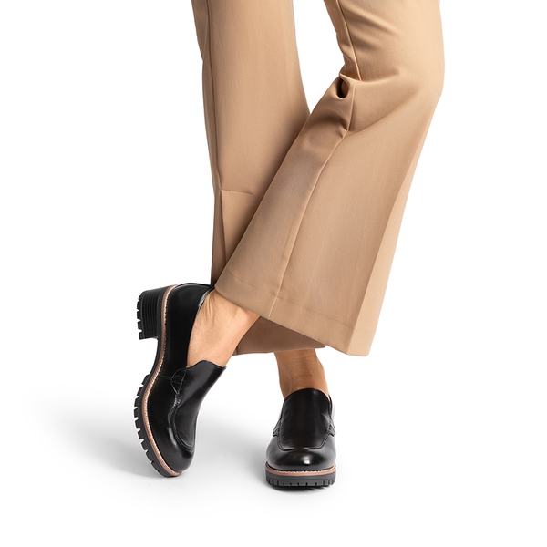 Block Heel Slip-On Classic Loafers - BLACK-PU - 2