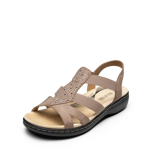 Strappy Suede Arch Support Flat Sandals - TAUPE -  0
