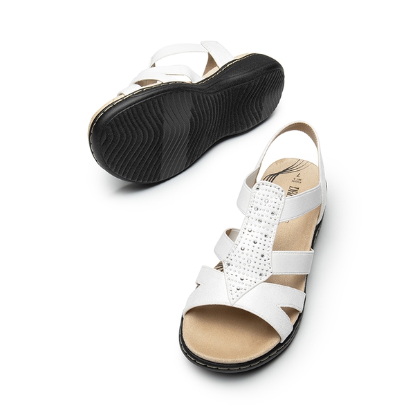 Strappy Suede Arch Support Flat Sandals - WHITE - 4