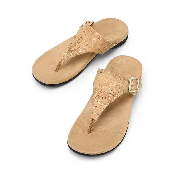Buckle 3D Arch Support Flip-flops - GOLD-CORK - 4