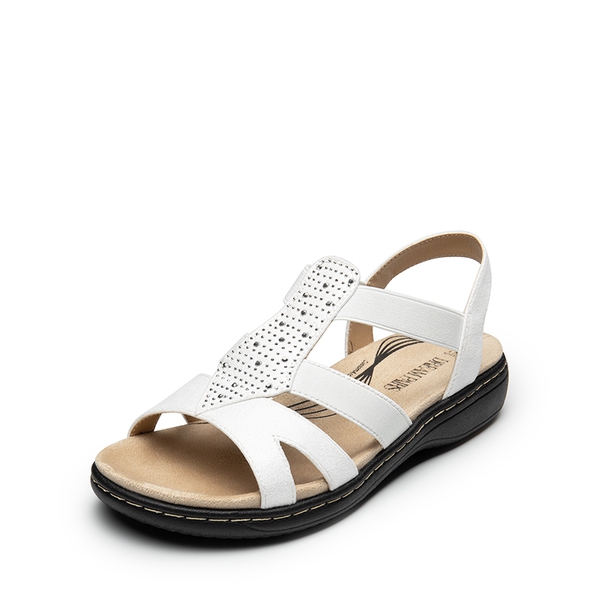 Strappy Suede Arch Support Flat Sandals - WHITE -  0