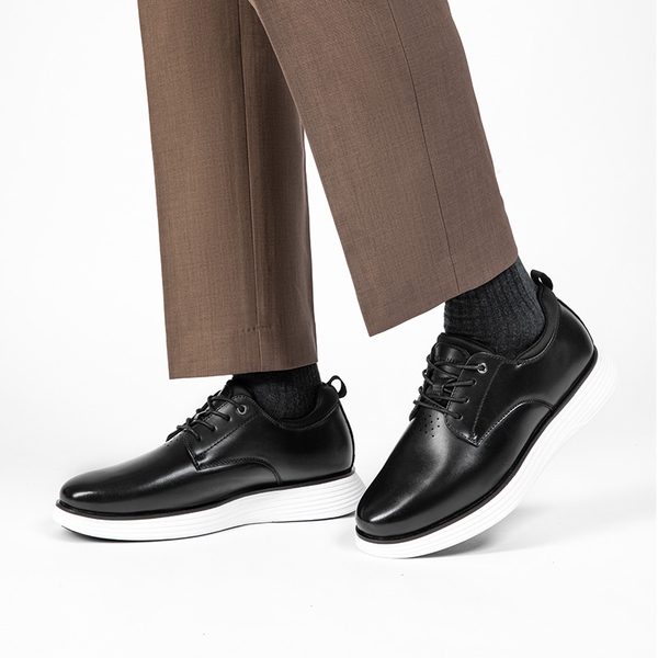 [MaxFlex SuitePolish-] Men's Smart Casual Oxford Sneakers - BLACK - 5