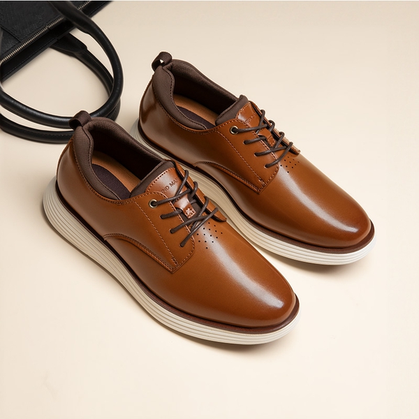 [MaxFlex SuitePolish-] Men's Smart Casual Oxford Sneakers - BROWN - 7
