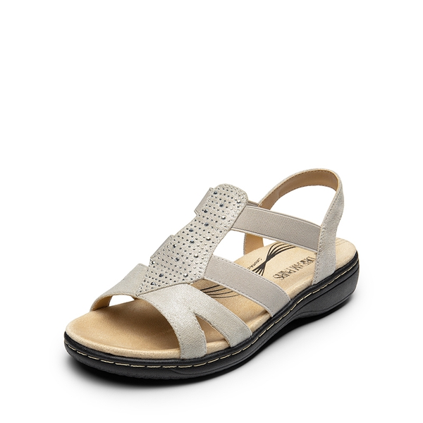 Strappy Suede Arch Support Flat Sandals - GREY -  0