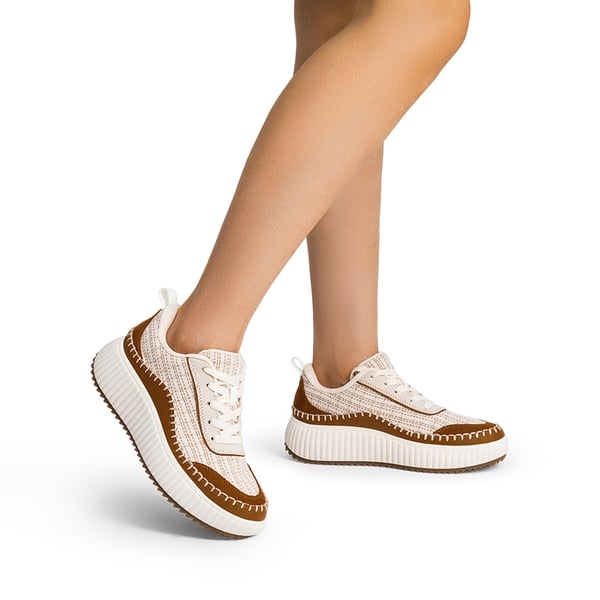 [Arch] Tweed-Effect Platform Fashion Sneakers - BROWN BEIGE - 2