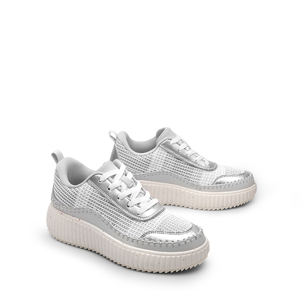 [Arch] Tweed-Effect Platform Fashion Sneakers - SILVER - 5