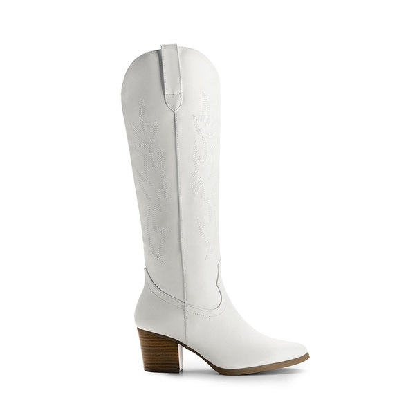  Pointed-Toe Cowgirl Knee-high Boots - WHITE - 3