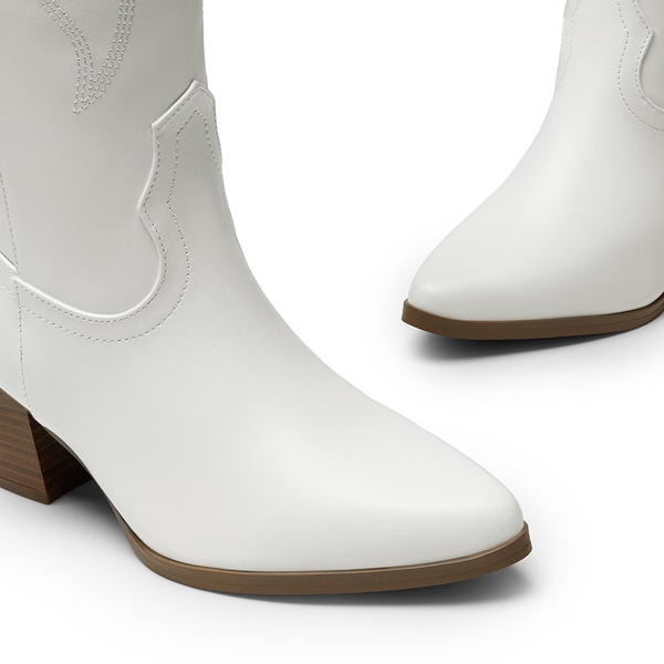  Pointed-Toe Cowgirl Knee-high Boots - WHITE - 5
