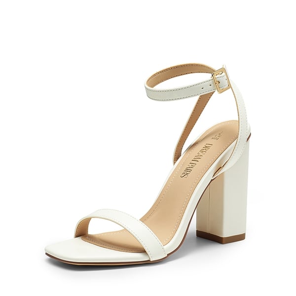 Glitter Upper Chunky High Heel Sandals - WHITE-PU -  0