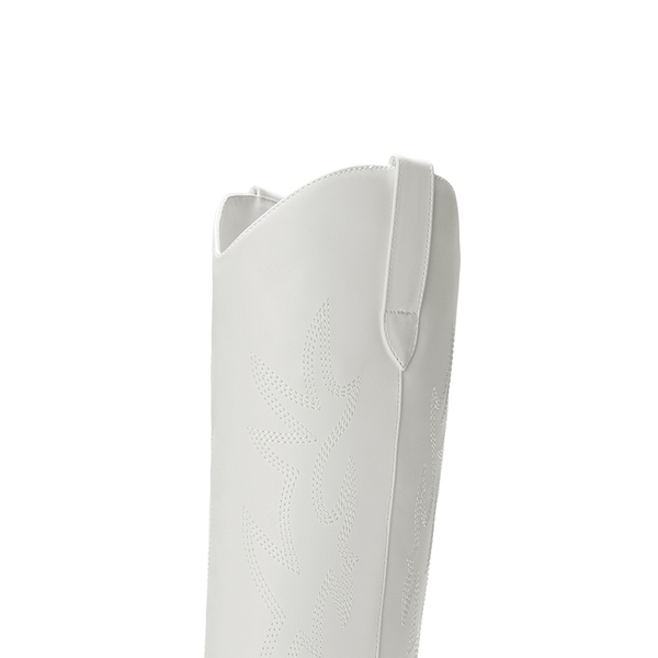  Pointed-Toe Cowgirl Knee-high Boots - WHITE - 6