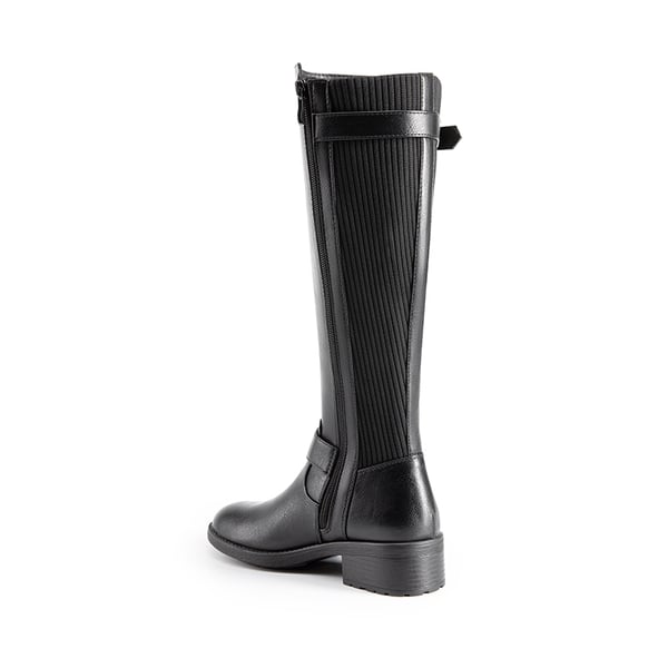 Classic Buckle Riding Knee-High Boot - BLACK - 3